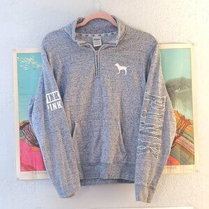 PINK Victoria's Secret Heather Grey Half Quarter Zip Sweatshirt Size Small